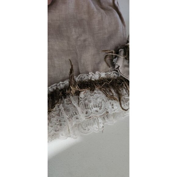 Chicos Pants Womens Linen Cropped ripped Lace & Fringe Hem Size 2.5 Short FLAWS - Picture 11 of 16